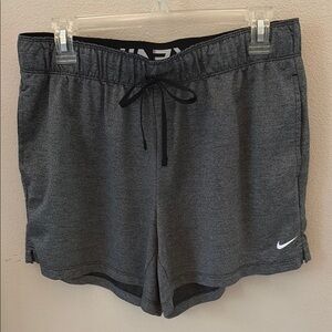 Nike Women’s Charcoal Gray Dri-Fit Athletic Shorts with Swoosh Size Large